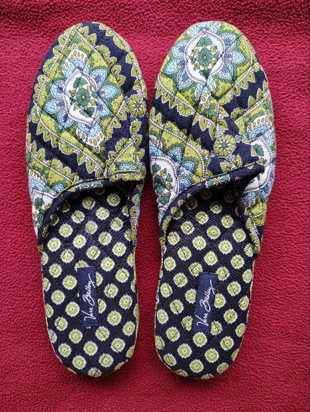 Vera Bradley Cambridge Travel Slippers Size 9-10